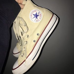 Cream high top converse